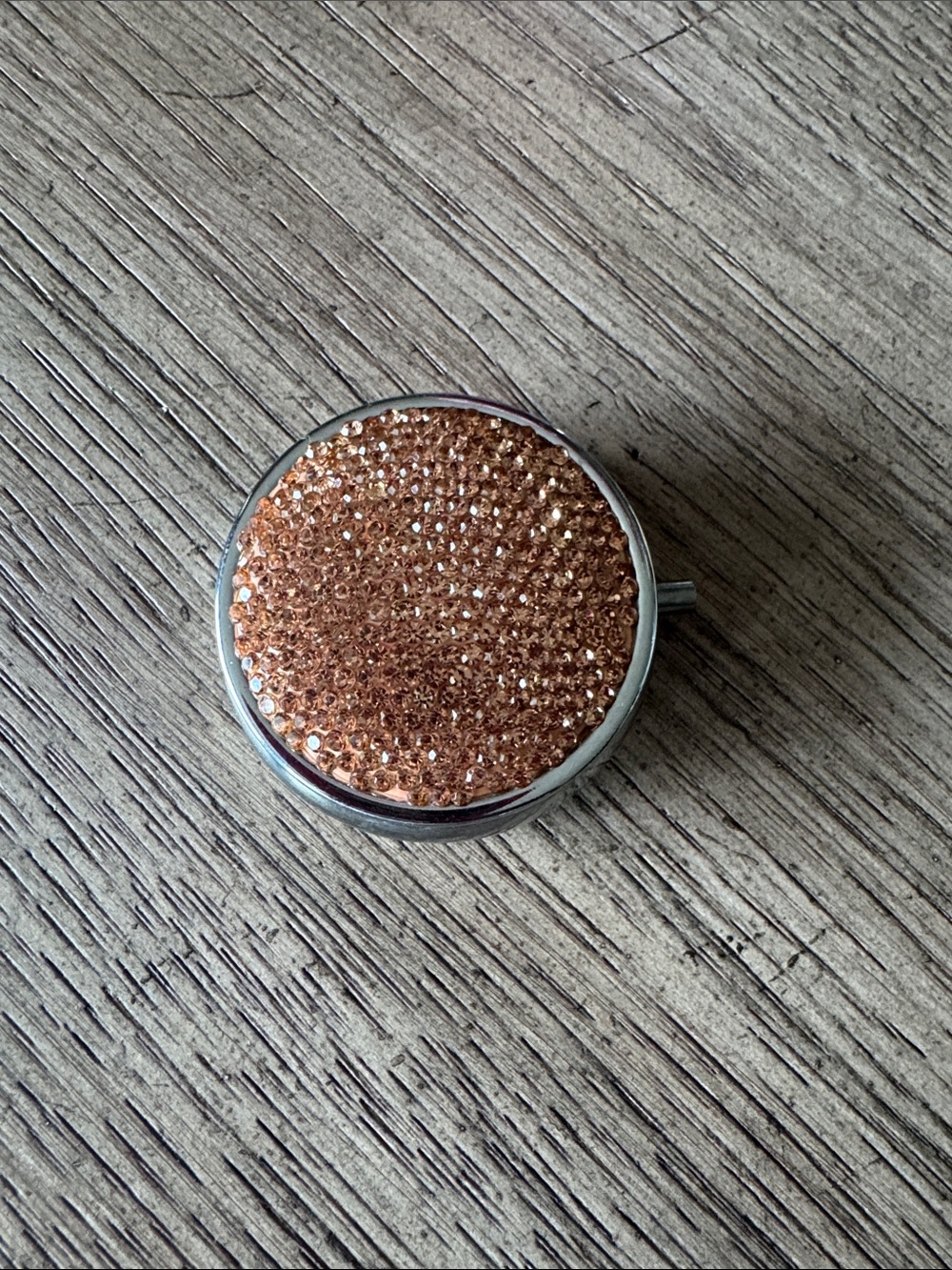 Round Rose Gold Crystal Medication Case with Mirror Perfect Size for Your Bag